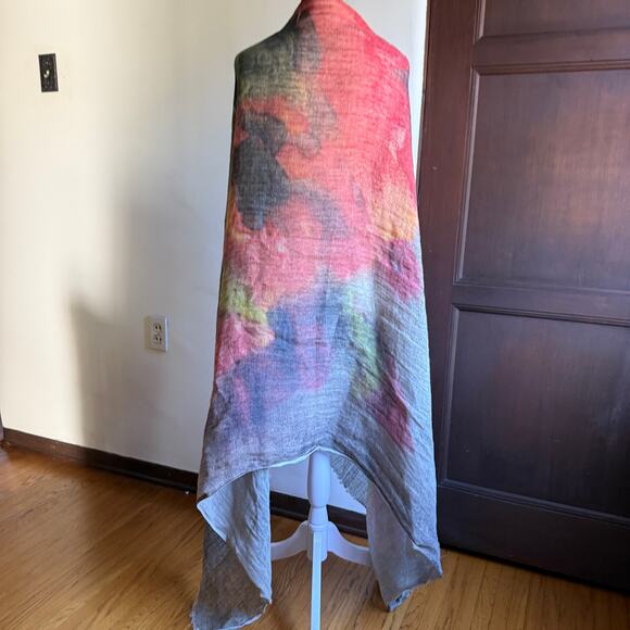 MARTYN THOMPSON | OOAK Linen Hand Dyed Scarf Shawl Wrap - Picture 1 of 9